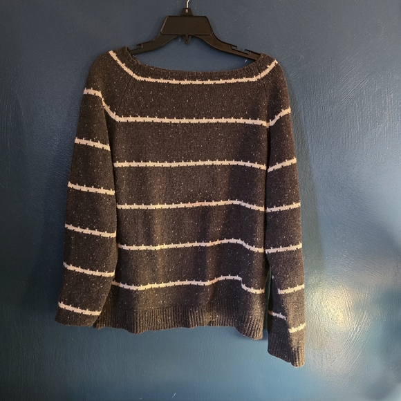 Sweaters - Striped Gray and White Women's Sweater